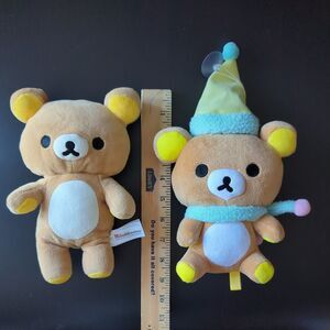 San-X Sanrio Rilakkuma Plush Bears (2) Cartoon Cute Stuffed Animals Japan EUC